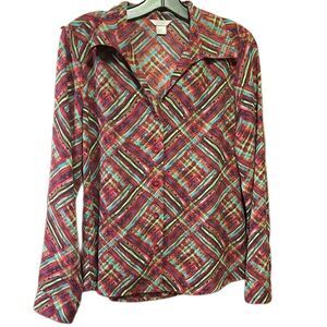 Christopher & Banks Colorful Button Down Blouse Small